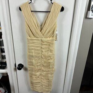 TADASHI SHOJI VINTAGE CREAM SILK RUCHED BODYCON DRESS
